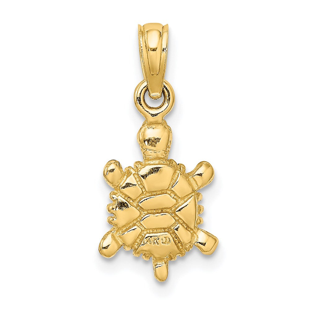 14K Gold Tortoise Charm Necklace with Brown Enamel - Charlie & Co. Jewelry