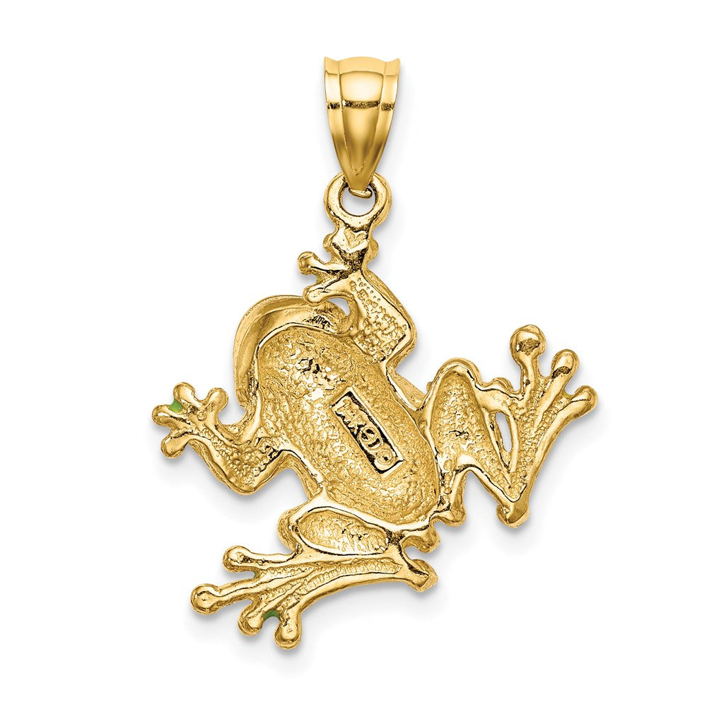 14K Gold Lively Green Enameled Frog Charm - Charlie & Co. Jewelry