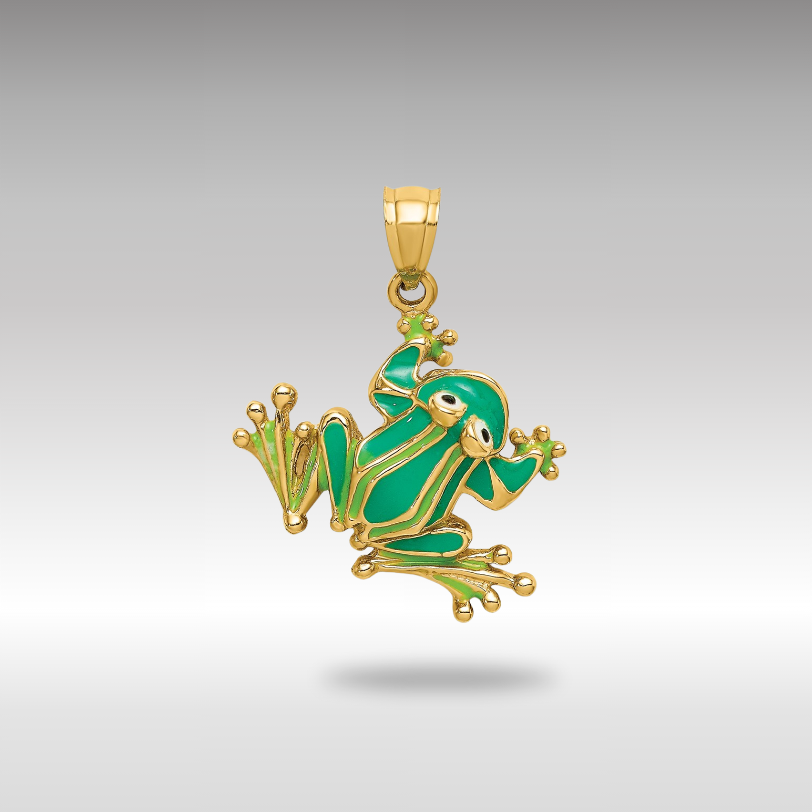 Gold Lively Green Enameled Frog Charm - Charlie & Co. Jewelry