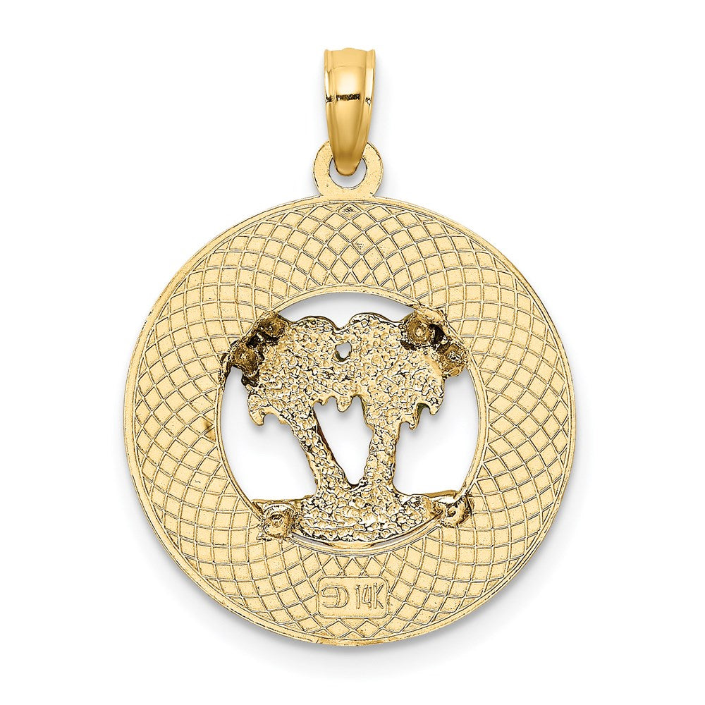 Charlie & Co Jewelry | 14k Florida Enamel Palm Trees Circle Charm - Model K6720