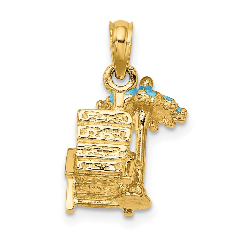 Charlie & Co Jewelry | 14k 3-d Beach Chair W/aqua Enameled Umbrella Charm - Model K6728