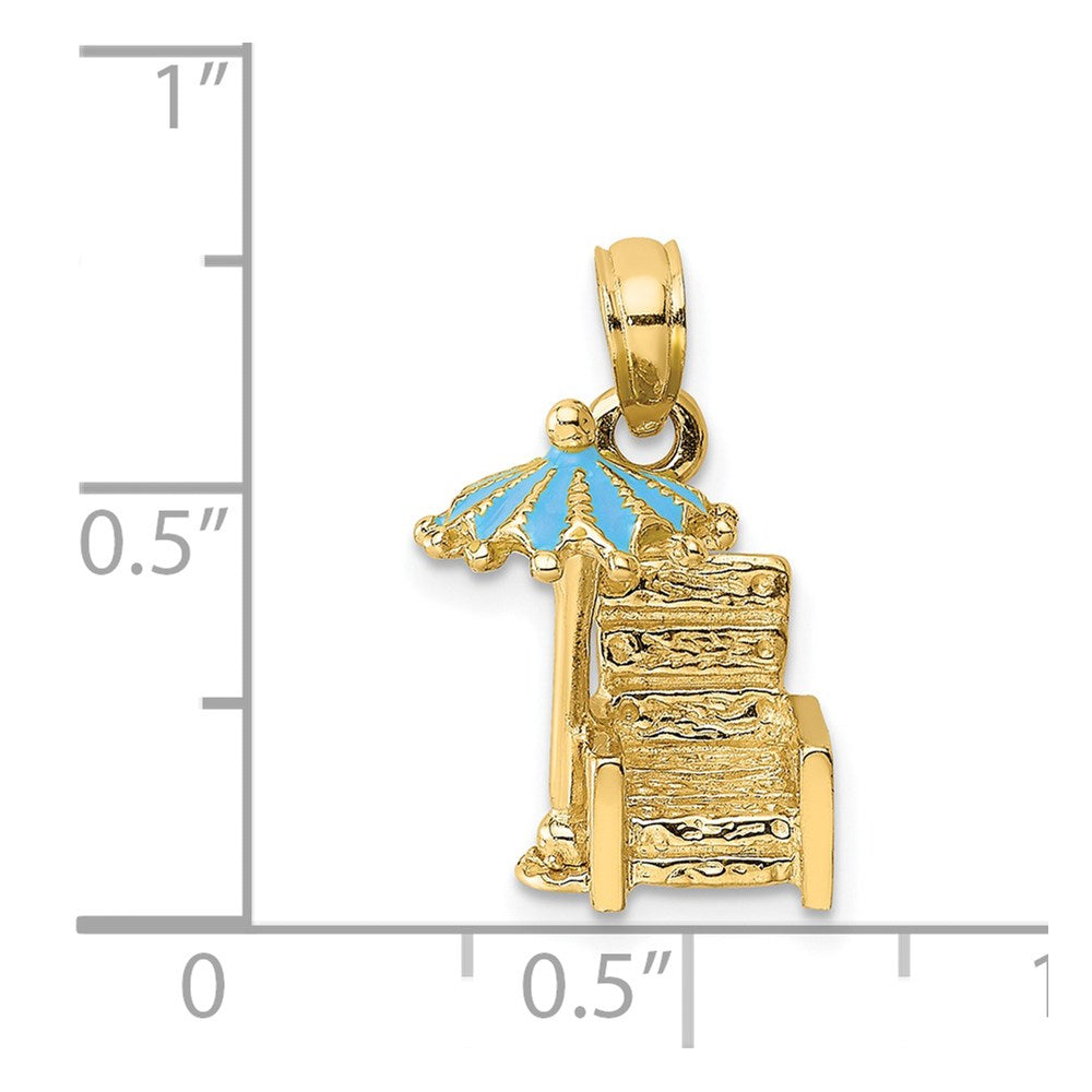 Charlie & Co Jewelry | 14k 3-d Beach Chair W/aqua Enameled Umbrella Charm - Model K6728