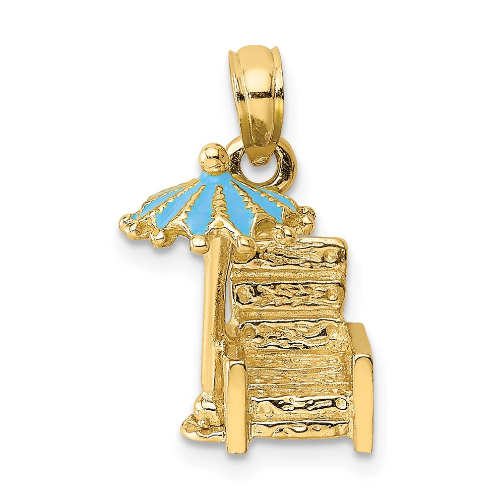 Charlie & Co Jewelry | 14k 3-d Beach Chair W/aqua Enameled Umbrella Charm - Model K6728