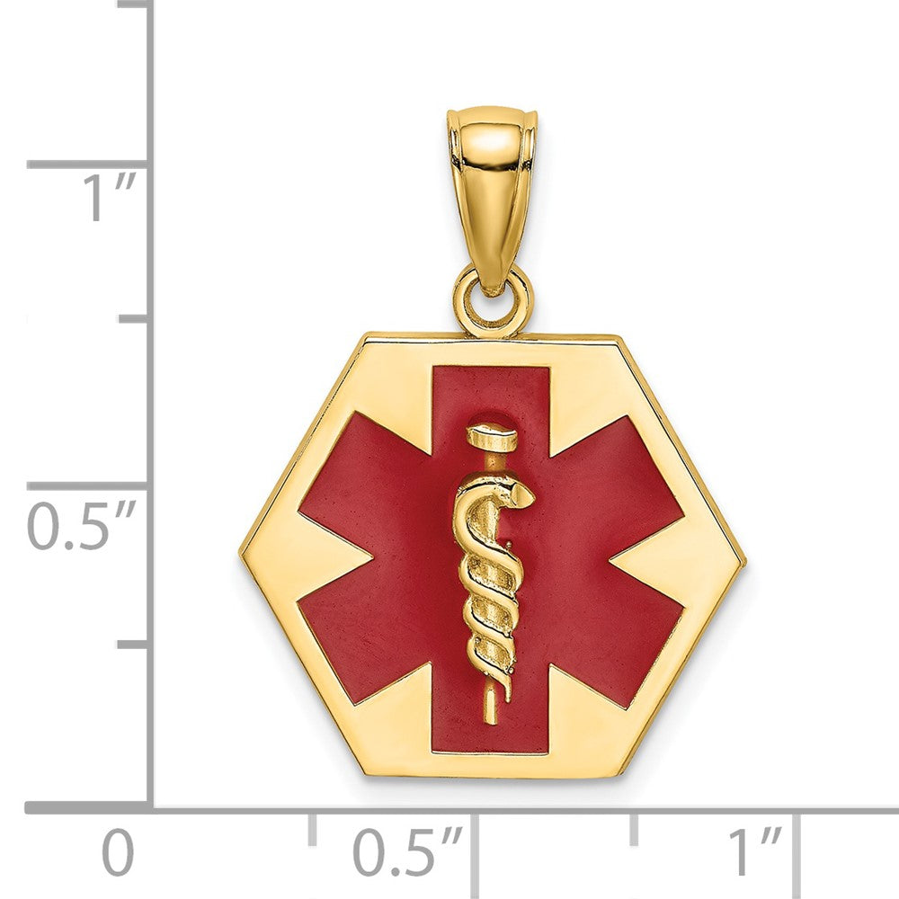Charlie & Co Jewelry | 14k Enameled Textured Back Caduceus Medical Disc - Model K6732