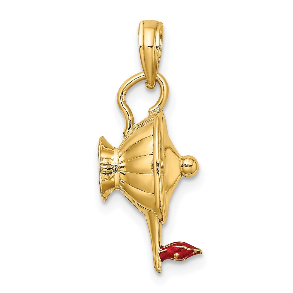 Charlie & Co Jewelry | 14k W/ Red Enamel Polished 3-d Genie Lamp Charm - Model K6734