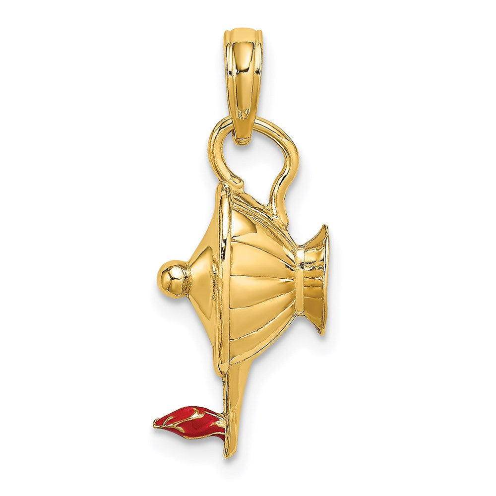 Charlie & Co Jewelry | 14k W/ Red Enamel Polished 3-d Genie Lamp Charm - Model K6734