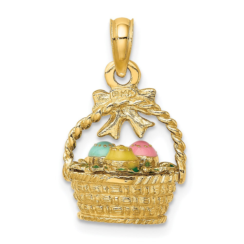Charlie & Co Jewelry | 14k 3-d Enameled Easter Basket W/bow And Eggs Charm - Model K6738