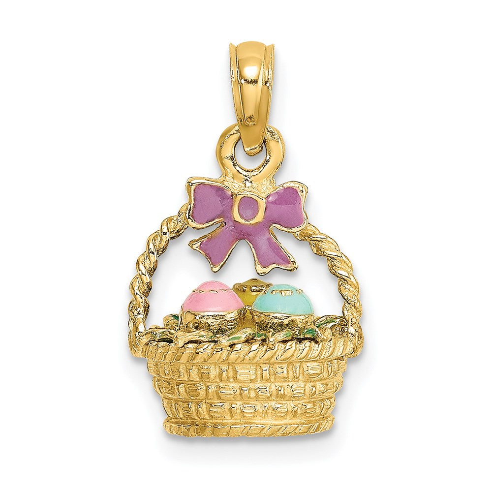 Charlie & Co Jewelry | 14k 3-d Enameled Easter Basket W/bow And Eggs Charm - Model K6738