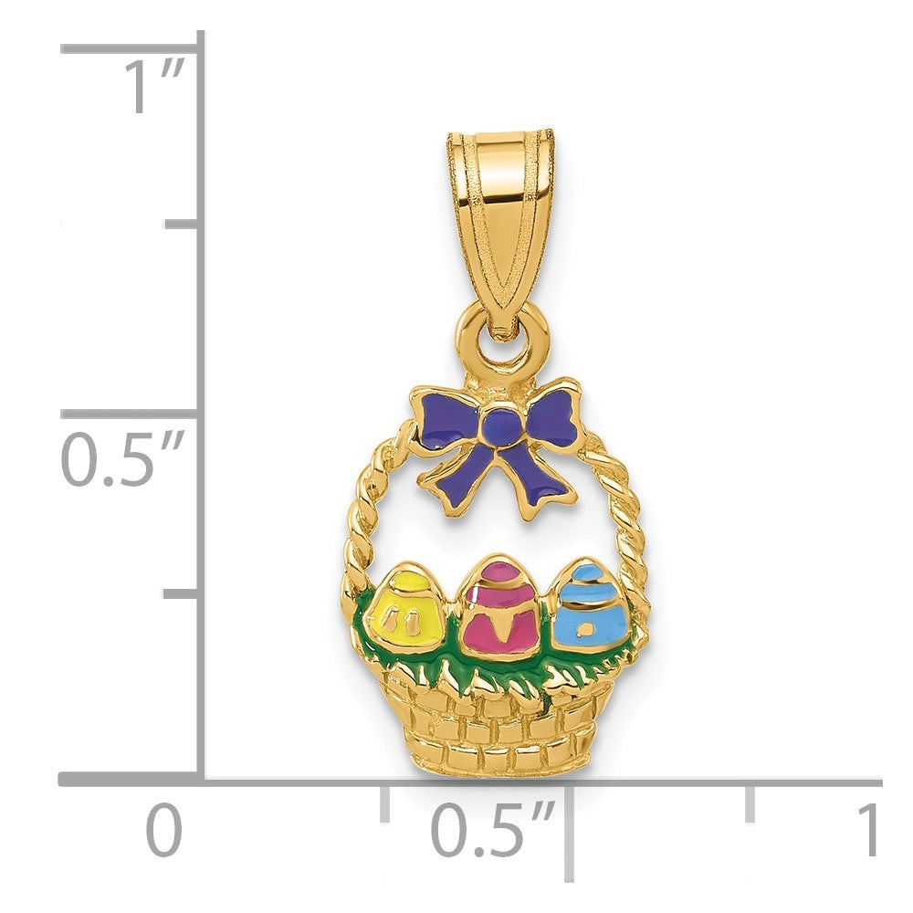 Charlie & Co Jewelry | 14k Enameled Easter Basket W/ Bow And Eggs Charm - Model K6739