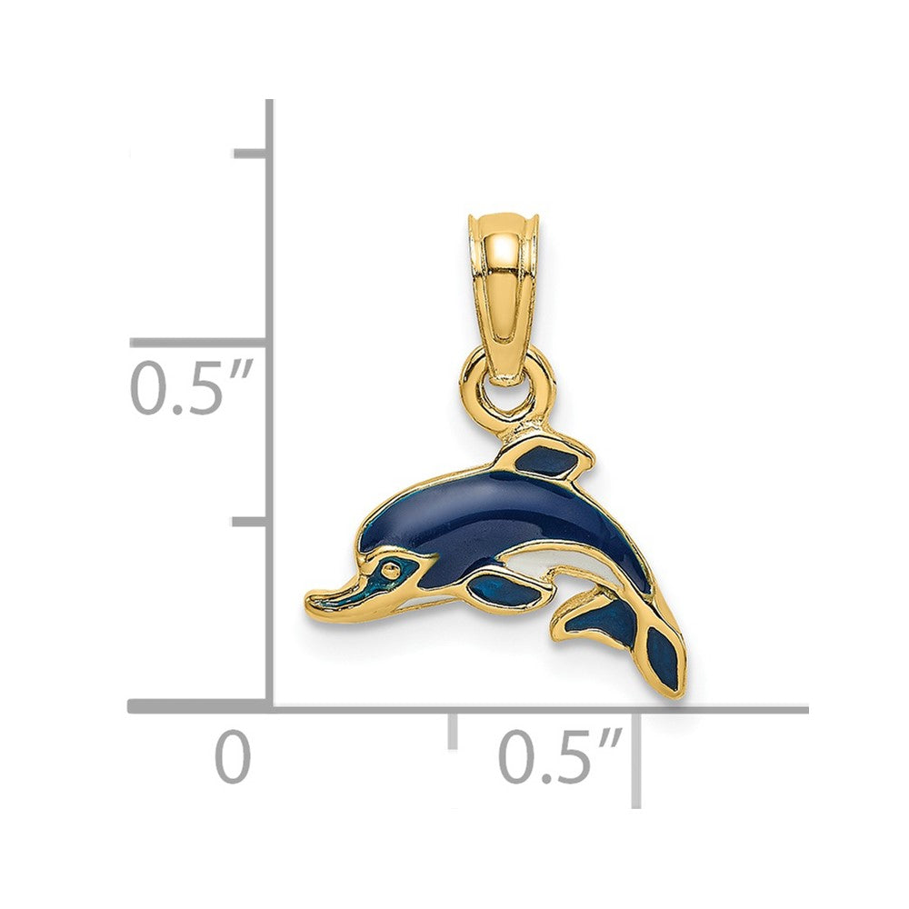Charlie & Co Jewelry | 14k Blue Enamel Dolphin Charm - Model K6750