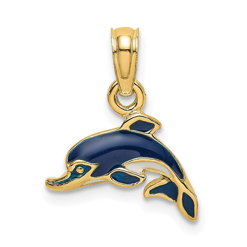 Charlie & Co Jewelry | 14k Blue Enamel Dolphin Charm - Model K6750