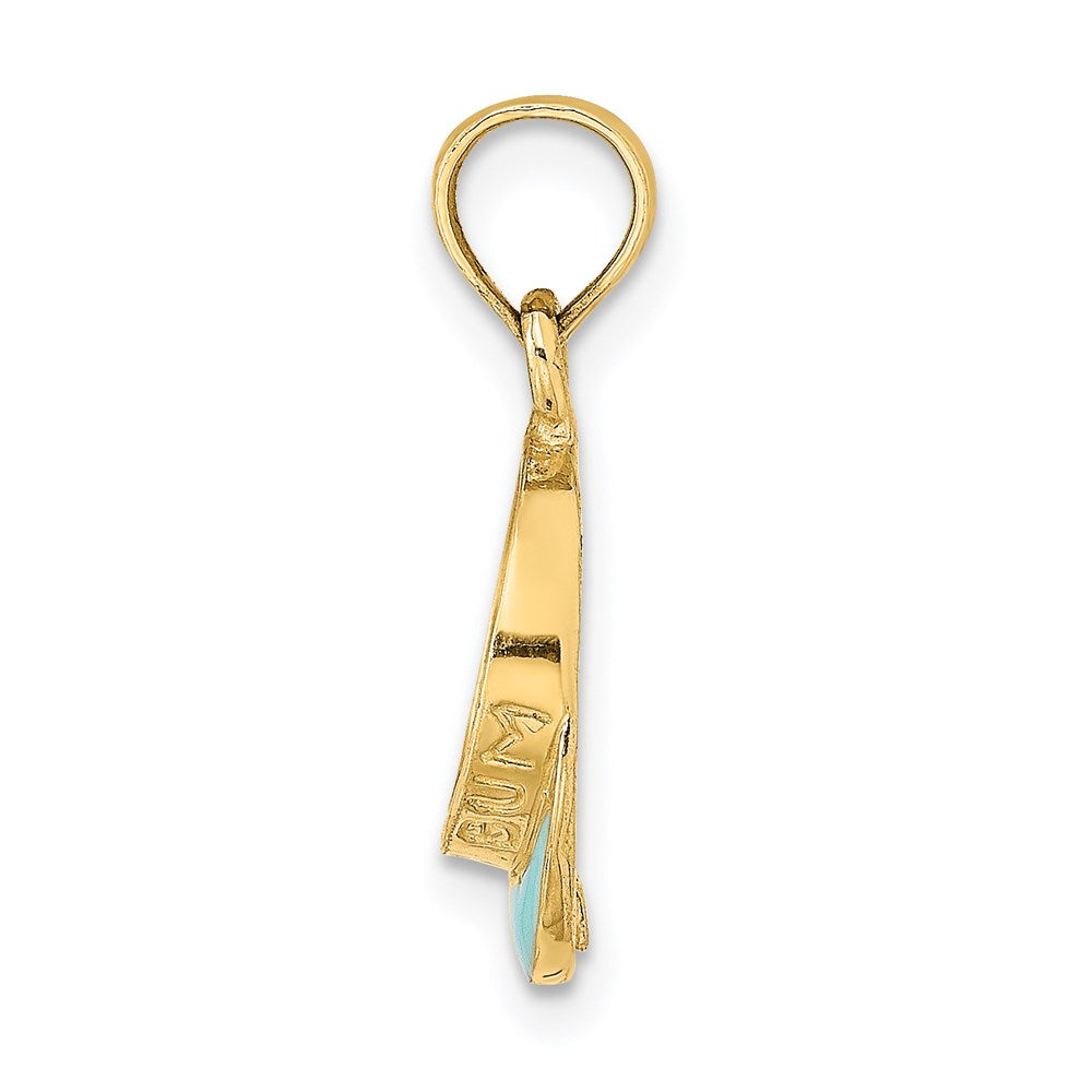 14K Gold Aqua Enameled Beach Sun Visor Pendant - Charlie & Co. Jewelry