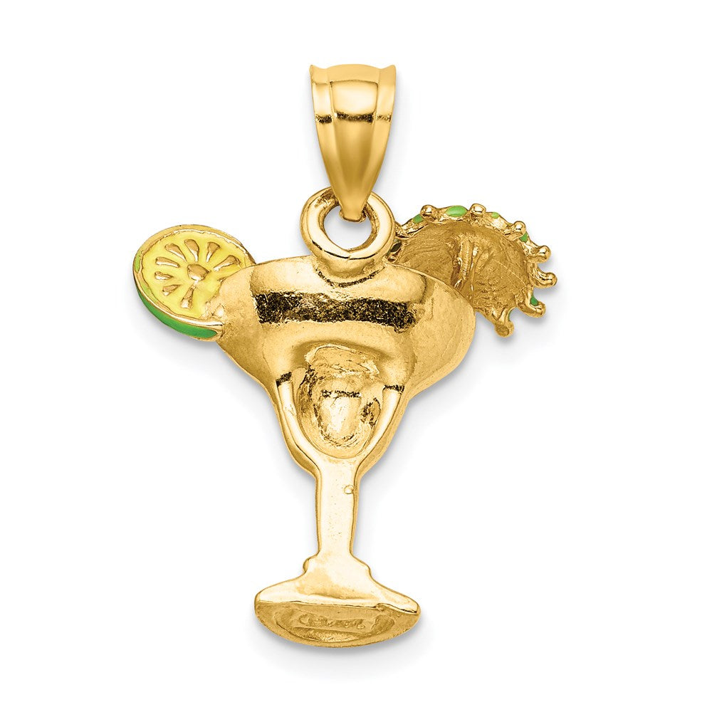 Charlie & Co Jewelry | 14k Orange Enameled Margarita Drink W/umbrella And Lime Charm - Model K6777