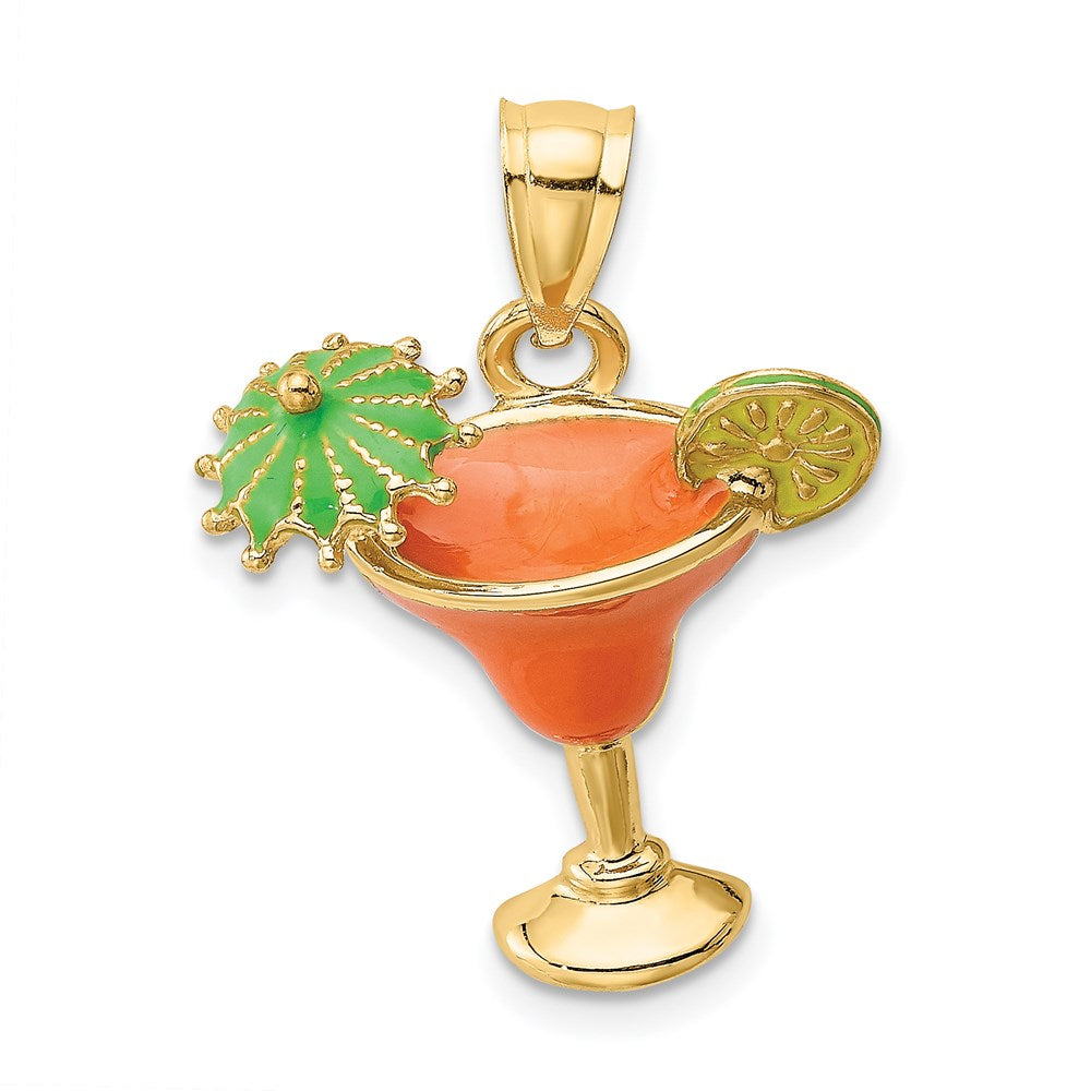 Charlie & Co Jewelry | 14k Orange Enameled Margarita Drink W/umbrella And Lime Charm - Model K6777