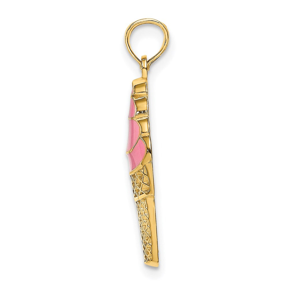 Charlie & Co Jewelry | 14k Pink Enameled Strawberry Ice Cream Cone Charm - Model K6799