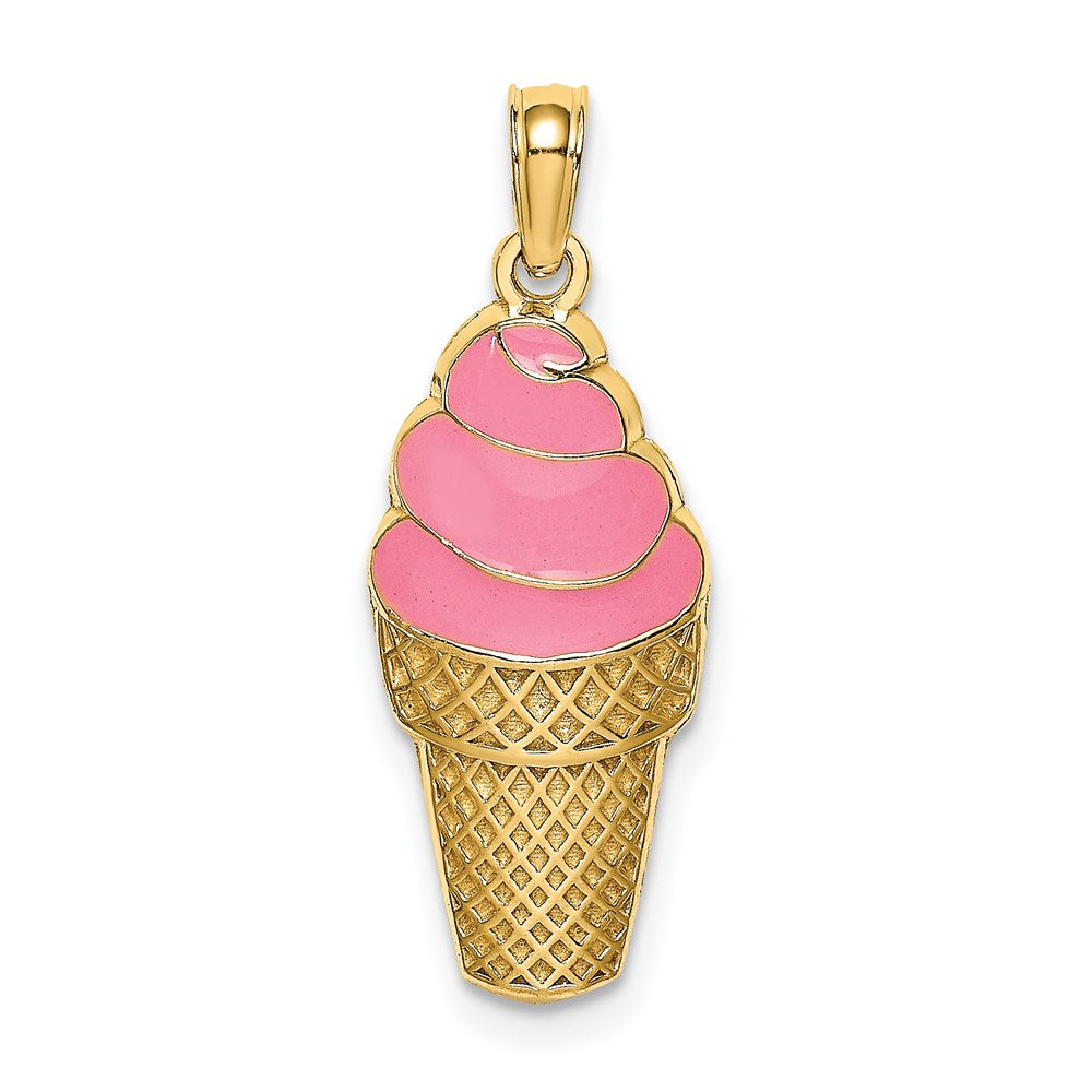 Charlie & Co Jewelry | 14k Pink Enameled Strawberry Ice Cream Cone Charm - Model K6799