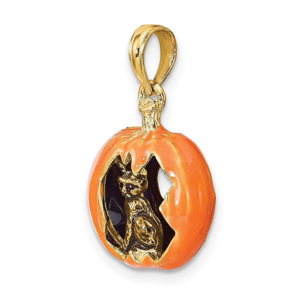 Charlie & Co Jewelry | 14k 3-d Enameled Pumpkin W/black Cat And Moon Charm - Model K6809