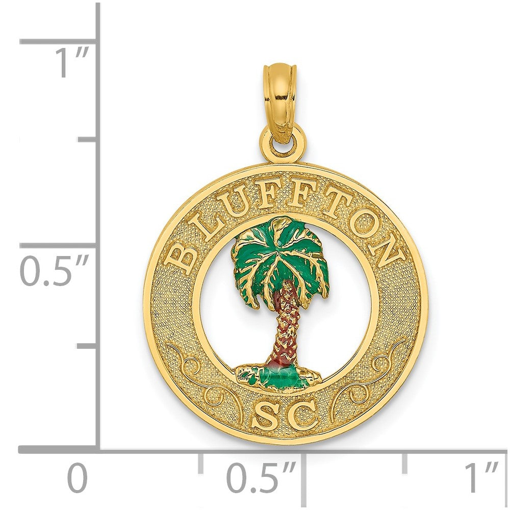 Charlie & Co Jewelry | 14k Bluffton Sc Circle Enameled Palm Tree Charm - Model K6812