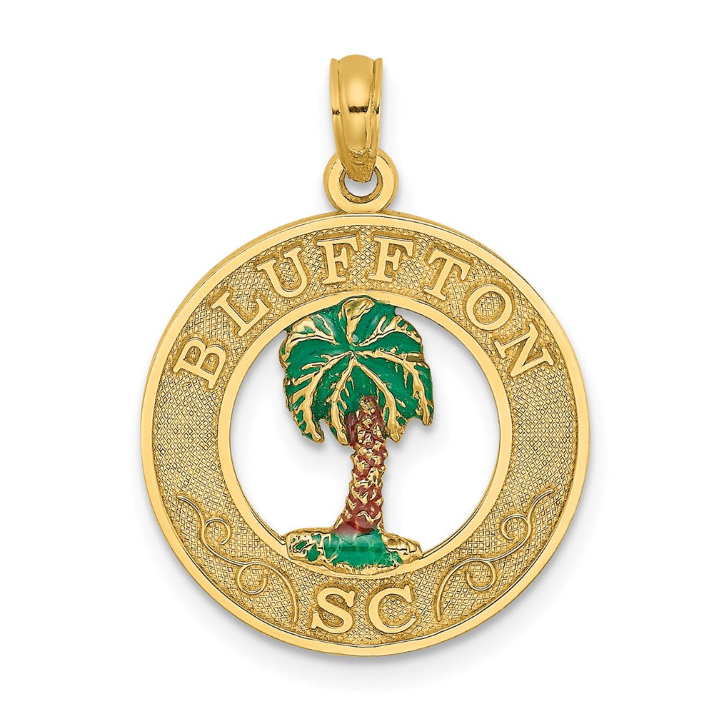 Charlie & Co Jewelry | 14k Bluffton Sc Circle Enameled Palm Tree Charm - Model K6812