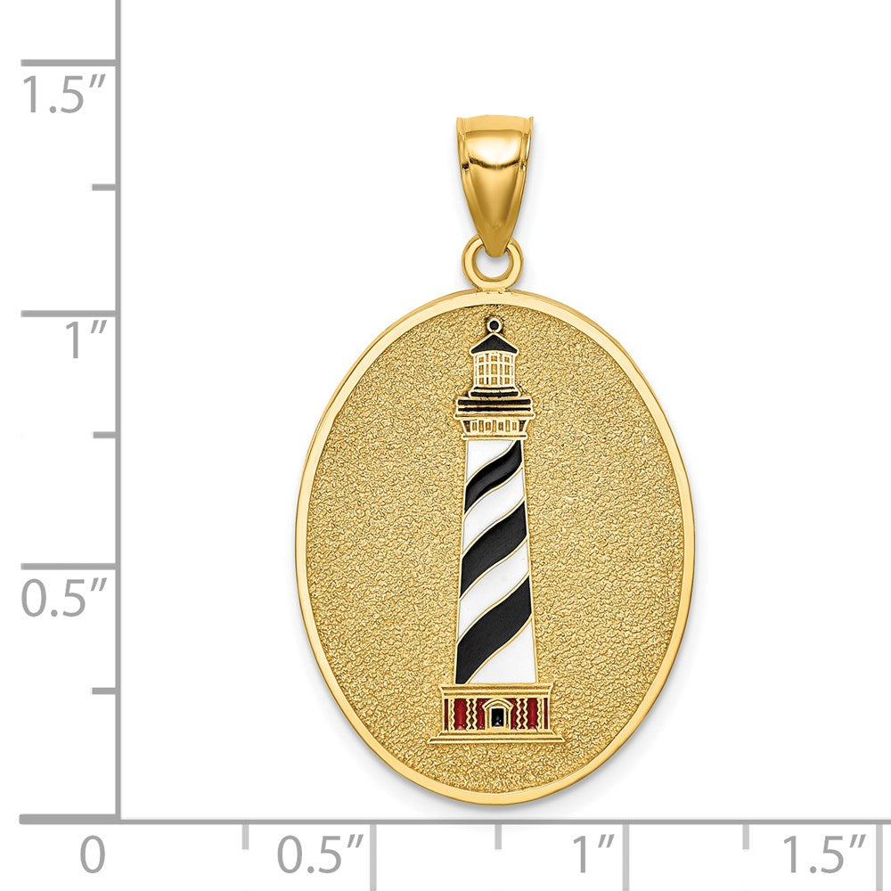 Charlie & Co Jewelry | 14k Enamel Lighthouse Pendant W/john 8:12 On Reverse - Model K6823