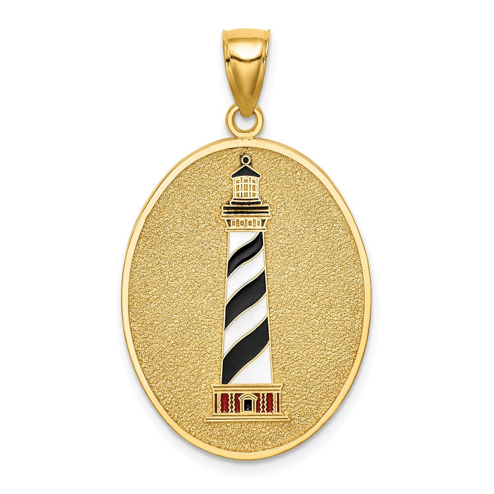 Charlie & Co Jewelry | 14k Enamel Lighthouse Pendant W/john 8:12 On Reverse - Model K6823