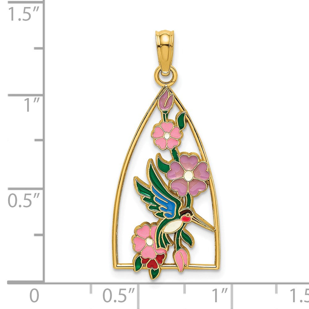 Charlie & Co Jewelry | 14k W/ Enamel Hummingbird And Flowers Charm - Model K6836