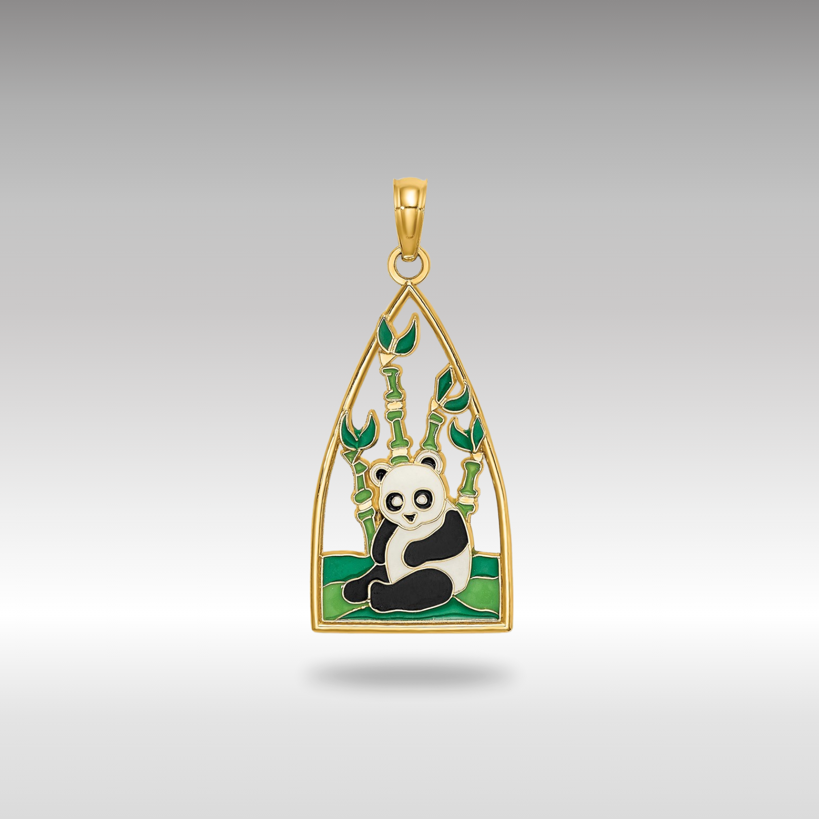 Gold Enamel Panda Bamboo Necklace Pendant - Charlie & Co. Jewelry