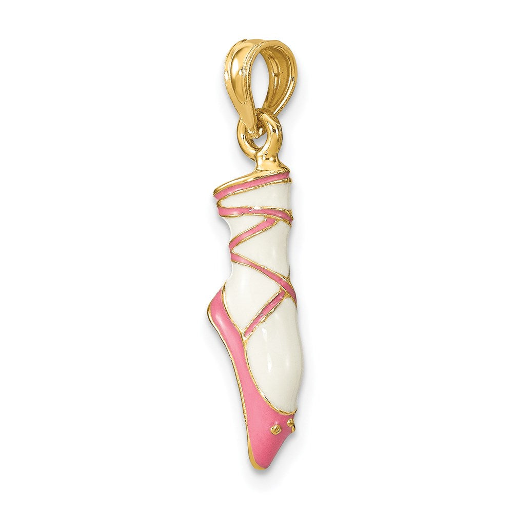 14K 3-D Enamel Ballet Shoe Necklace Pendant - Charlie & Co. Jewelry