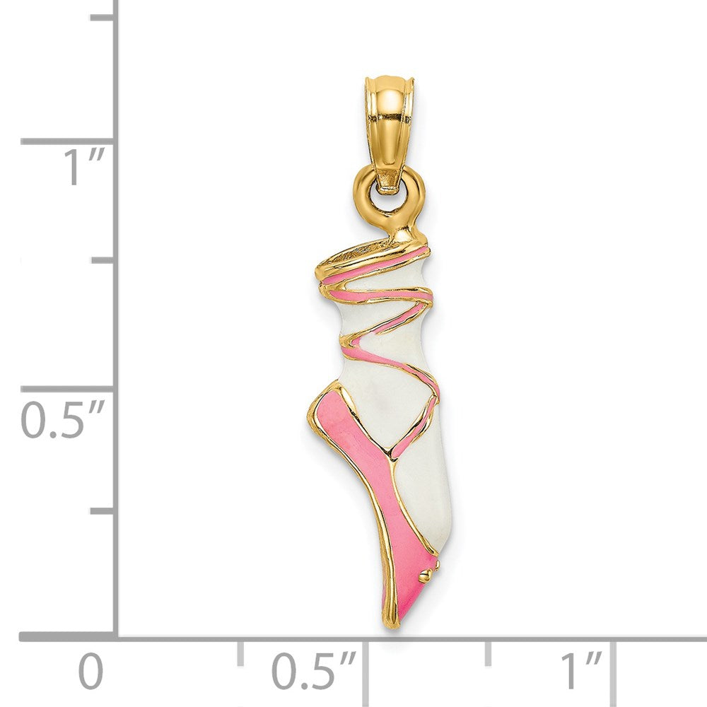 14K 3-D Enamel Ballet Shoe Necklace Pendant - Charlie & Co. Jewelry