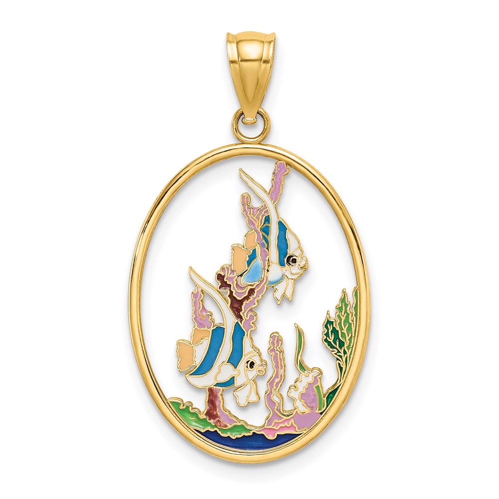 Charlie & Co Jewelry | 14k Enamel Angelfish In Underwater Scene Charm - Model K6865
