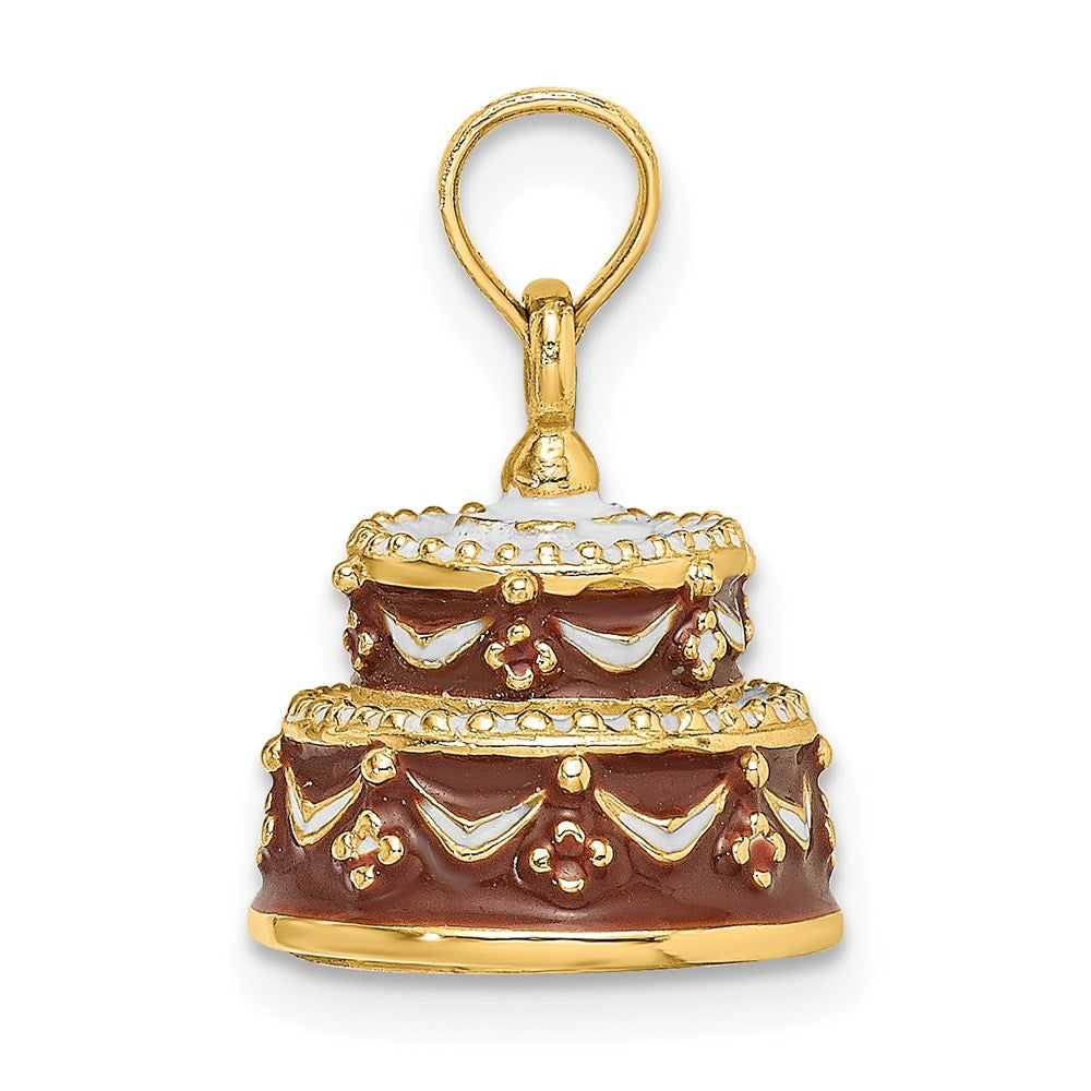 Charlie & Co Jewelry | 14k 3-d Enameled Happy Birthday Cake W/brown Frosting Charm - Model K6871