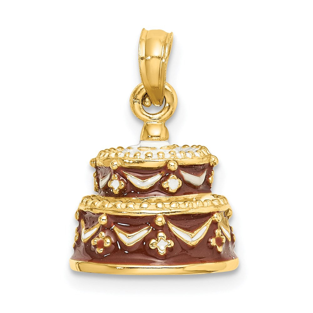 Charlie & Co Jewelry | 14k 3-d Enameled Happy Birthday Cake W/brown Frosting Charm - Model K6871