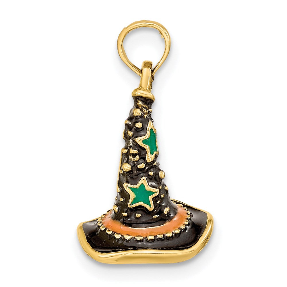 14K Gold 3D Witch's Hat Halloween Pendant - Charlie & Co. Jewelry