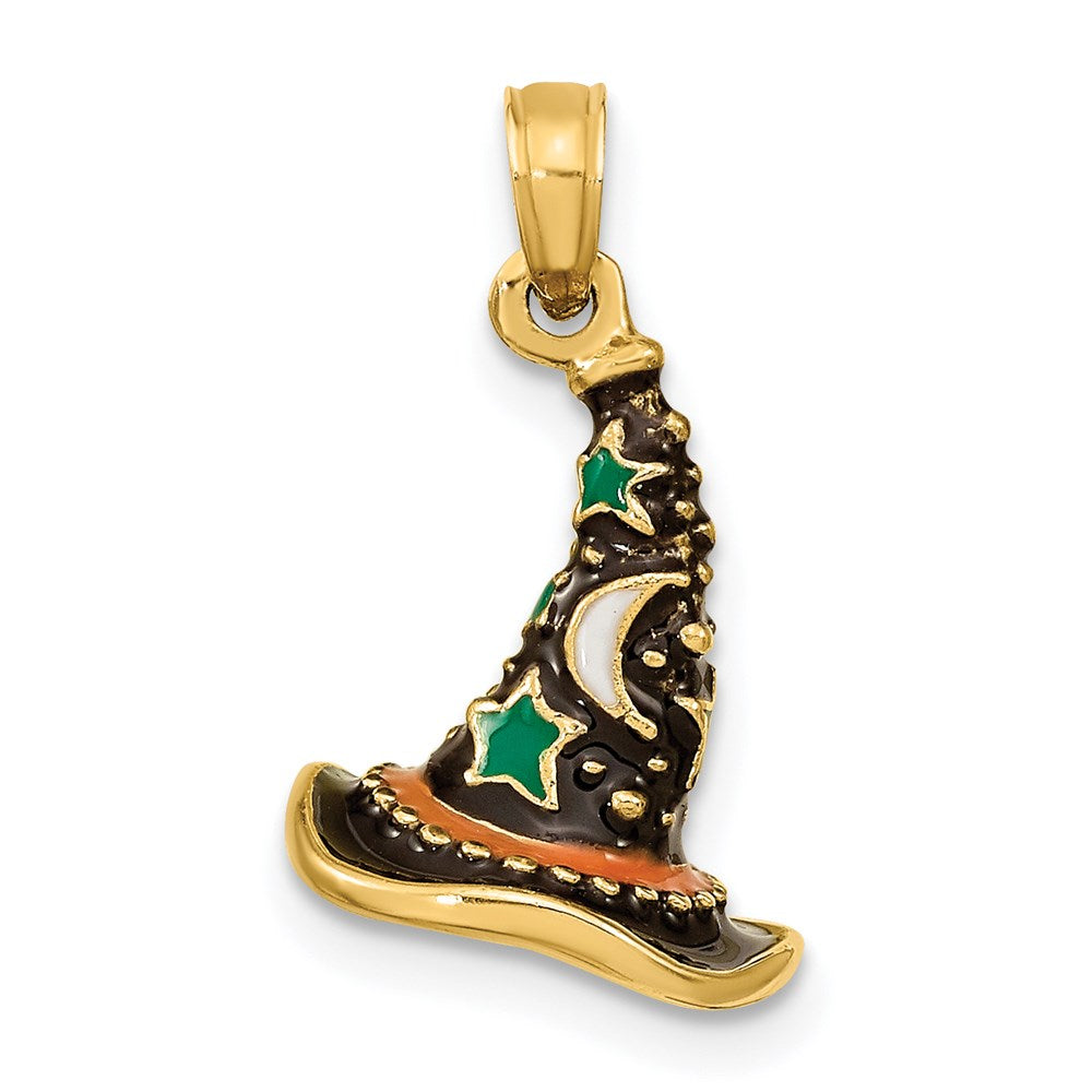 14K Gold 3D Witch's Hat Halloween Pendant - Charlie & Co. Jewelry