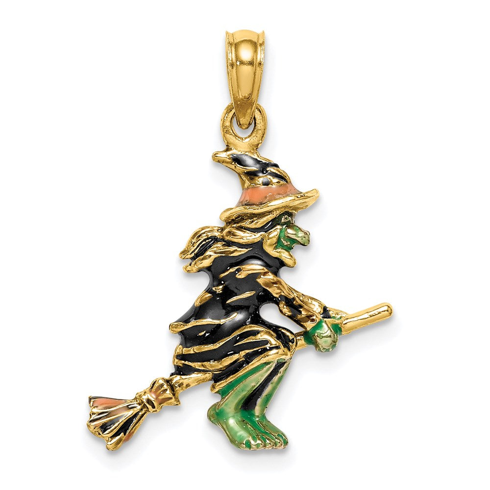 Charlie & Co Jewelry | 14k 3-d Enameled Witch Flying On Broom Charm - Model K6887