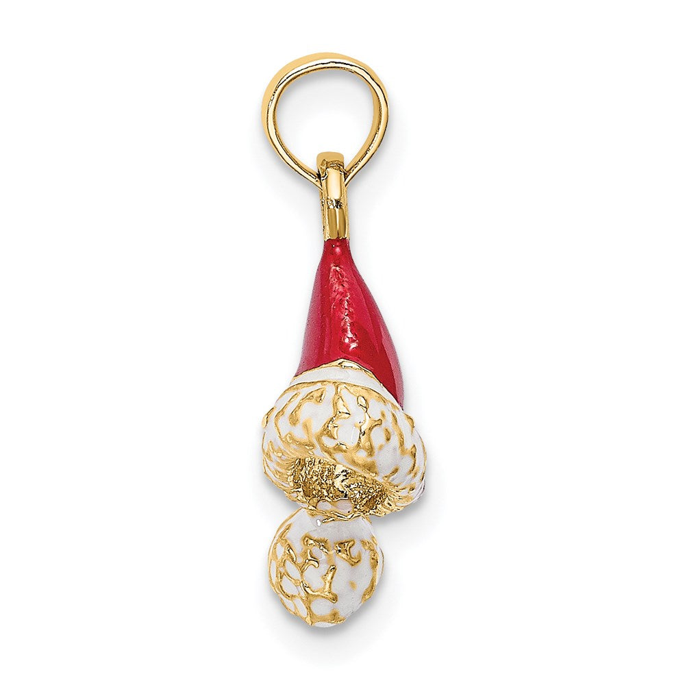 14K Gold 3D Santa Hat Pendant with Red and White Enamel - Charlie & Co. Jewelry