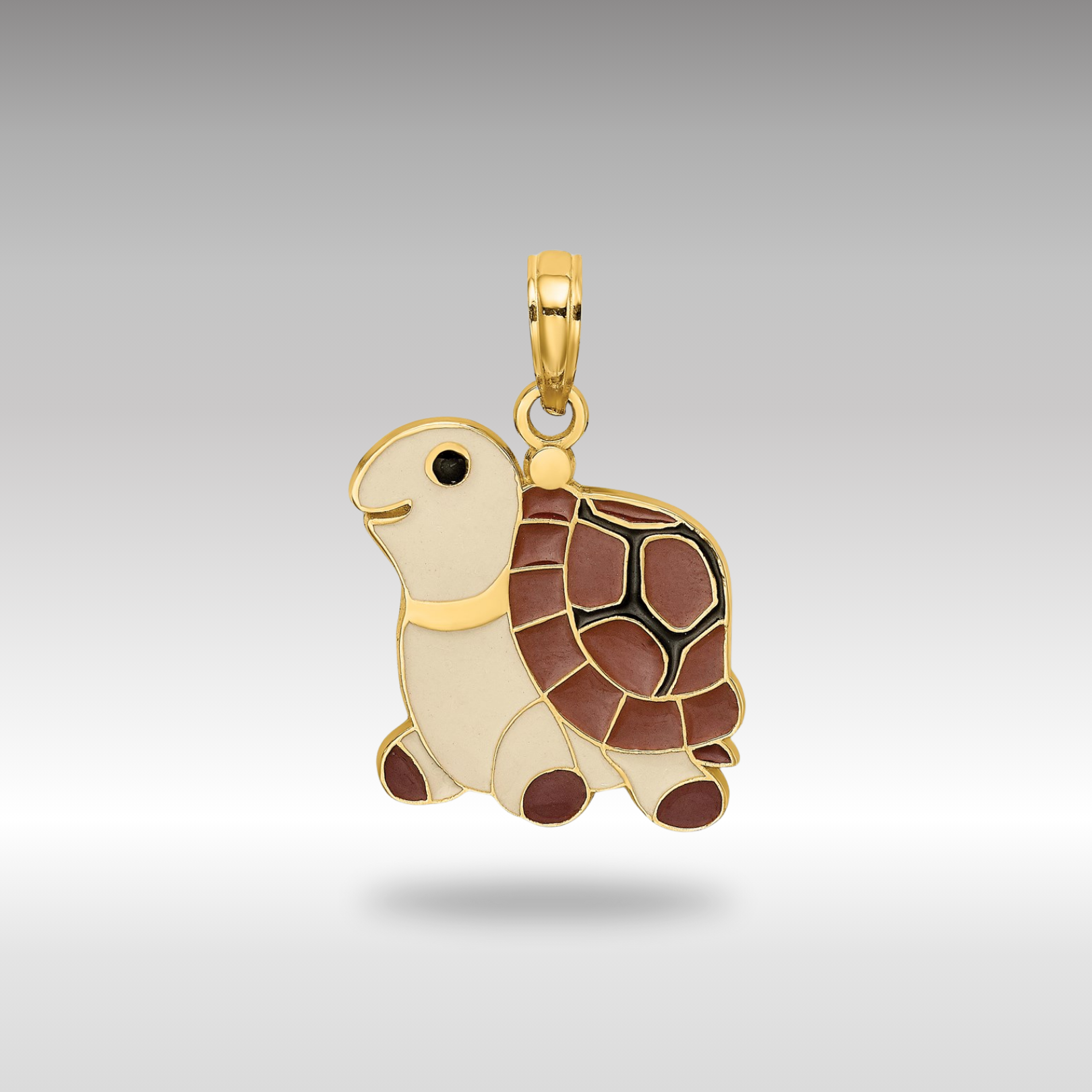 Gold Turtle Charm with Brown, Tan, and Black Enamel - Charlie & Co. Jewelry