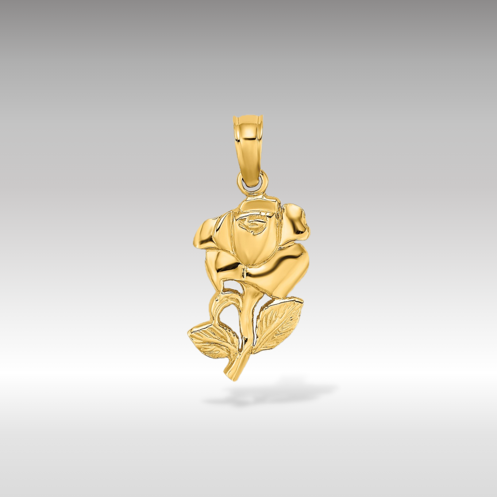 14K Gold Elegant Rose Charm - Charlie & Co. Jewelry