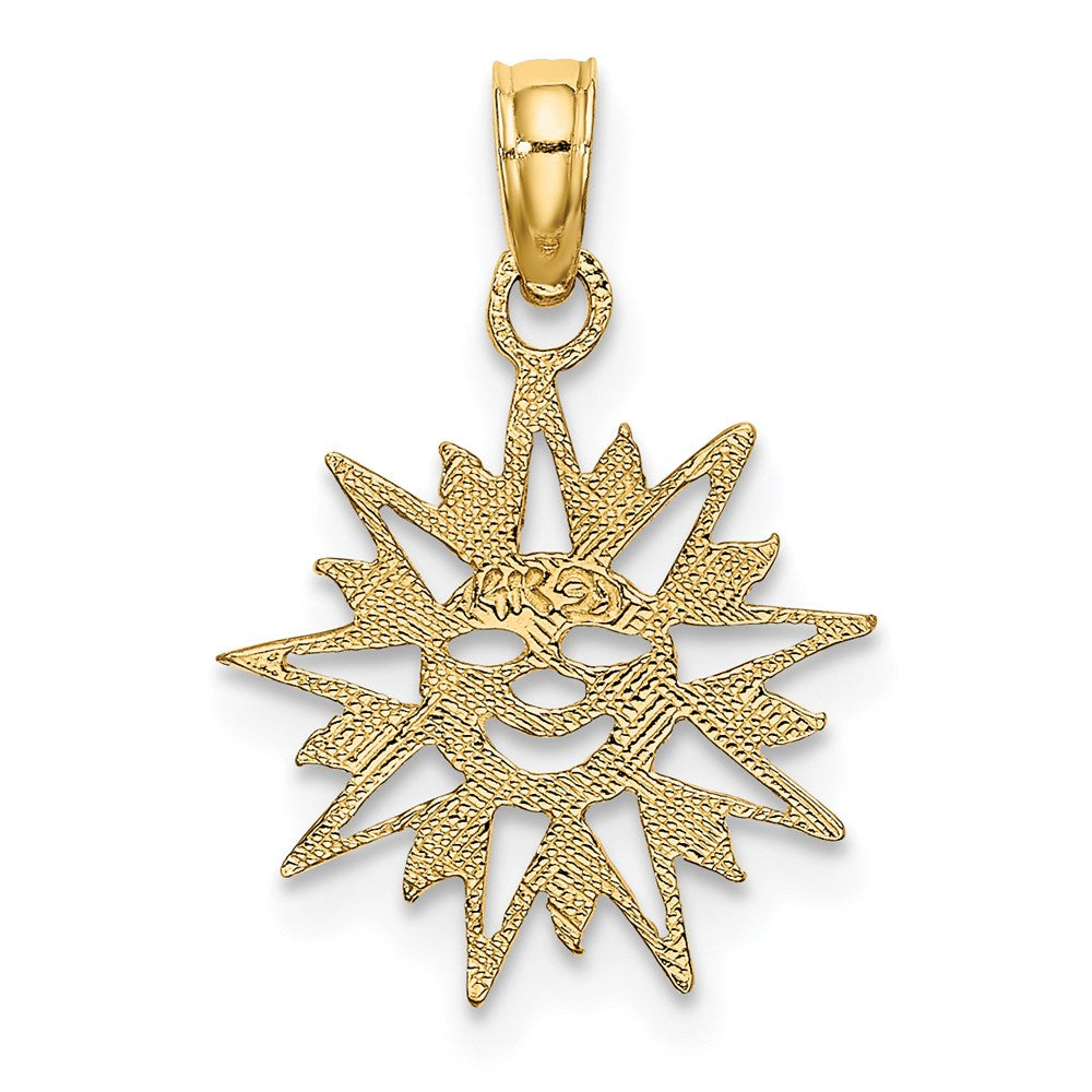 Gold Smiling Sun Charm Necklace Model-K7156 - Charlie & Co. Jewelry