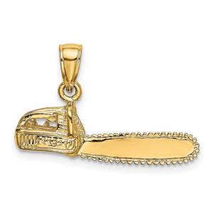 14K Gold 3D Small Chain Saw Pendant - Charlie & Co. Jewelry