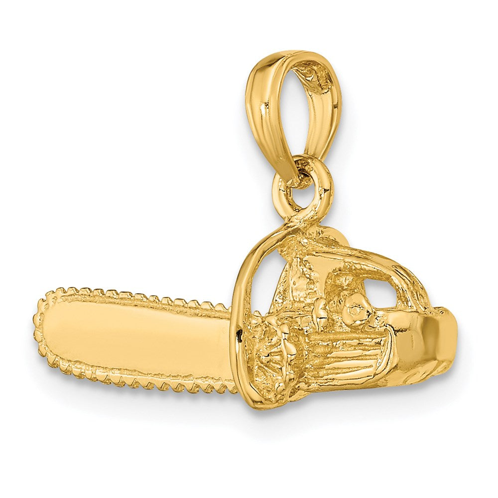 14K Gold 3D Small Chain Saw Pendant - Charlie & Co. Jewelry