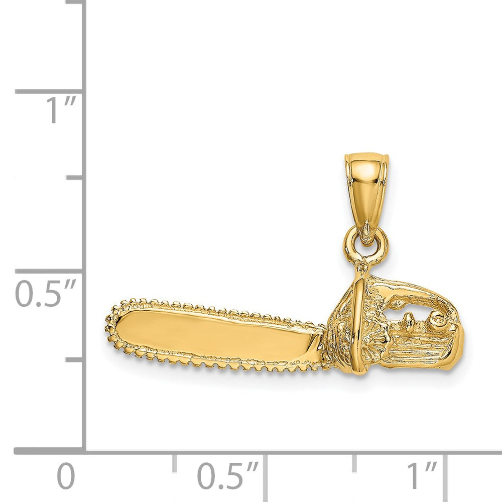 14K Gold 3D Small Chain Saw Pendant - Charlie & Co. Jewelry