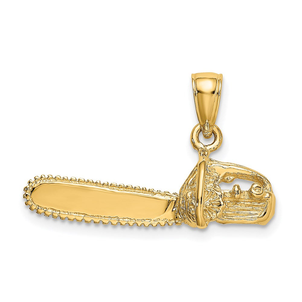 14K Gold 3D Small Chain Saw Pendant - Charlie & Co. Jewelry