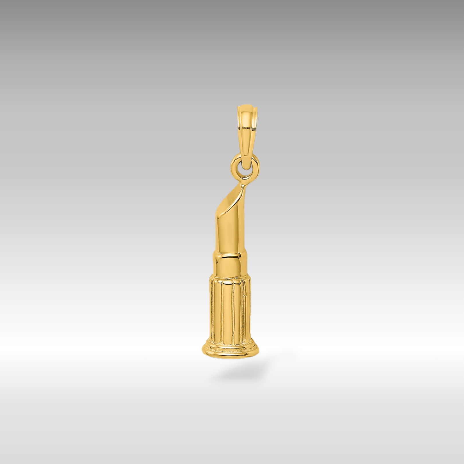 14K Gold 2D Polished Lipstick Tube Pendant - Charlie & Co. Jewelry