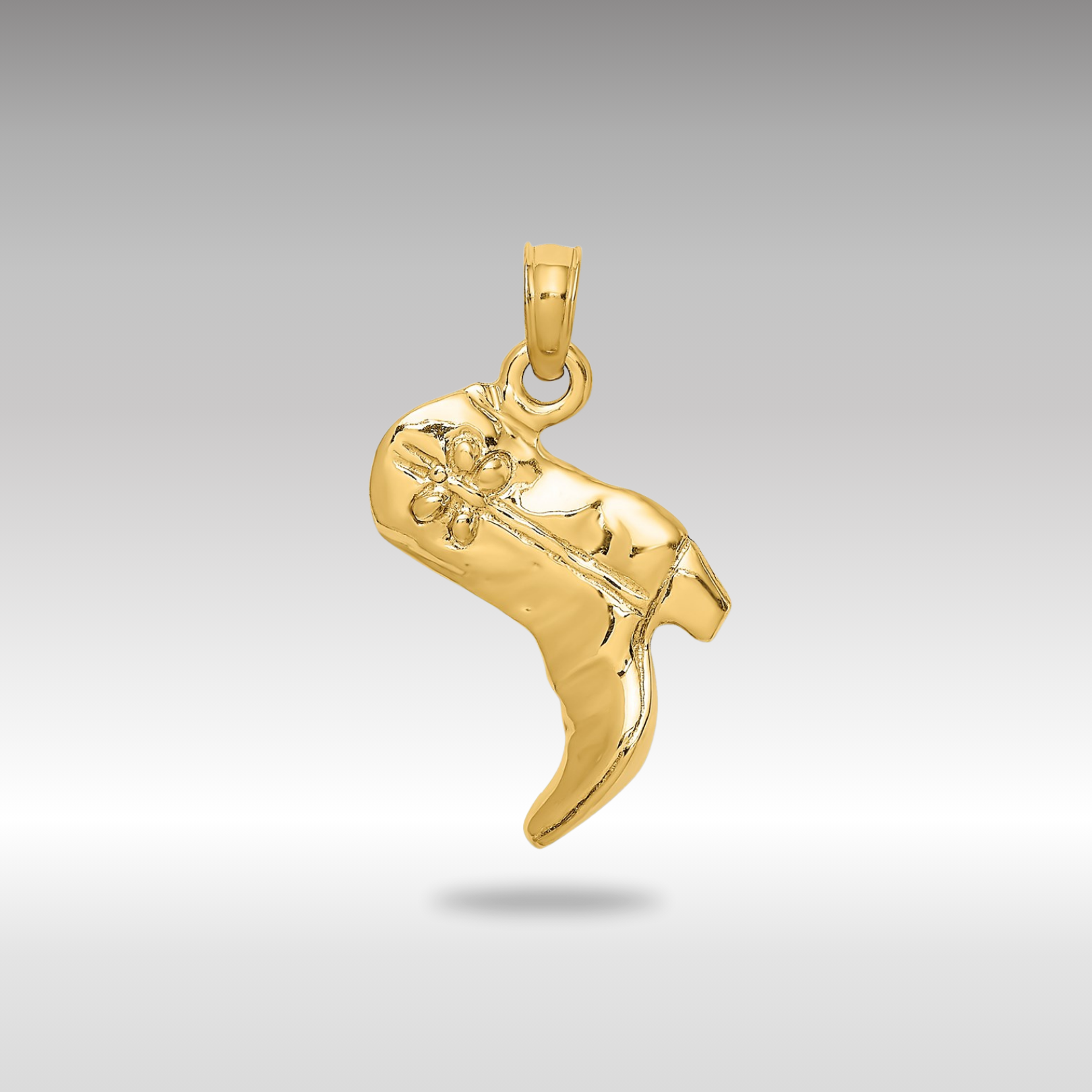 Gold 3-D Polished Cowboy Boot Charm Model-K7331 - Charlie & Co. Jewelry