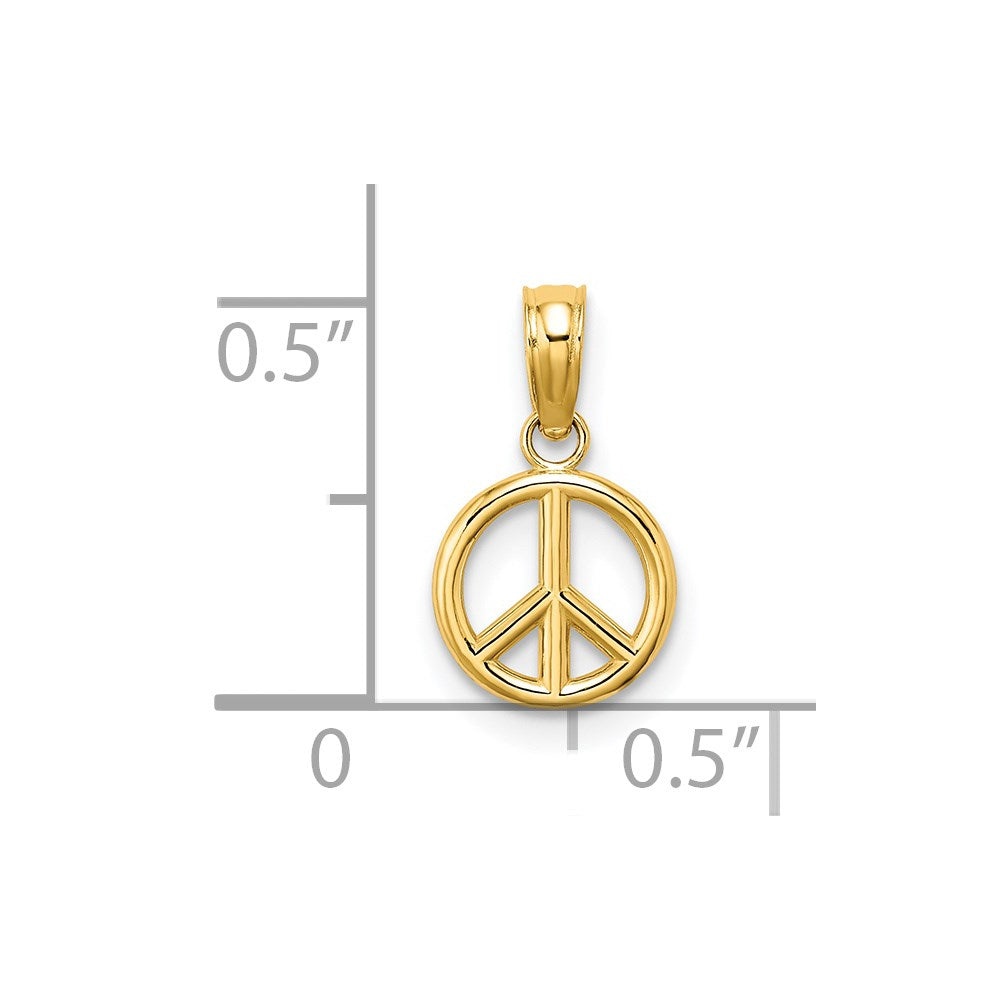 14K Gold 3D Peace Symbol Pendant - Charlie & Co. Jewelry
