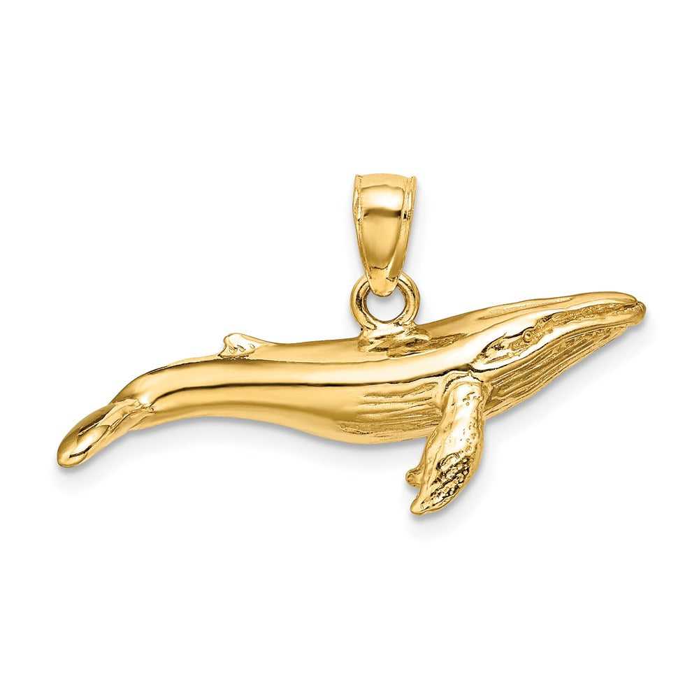 14K Gold 3D Textured Underside Humpback Whale Pendant - Charlie & Co. Jewelry