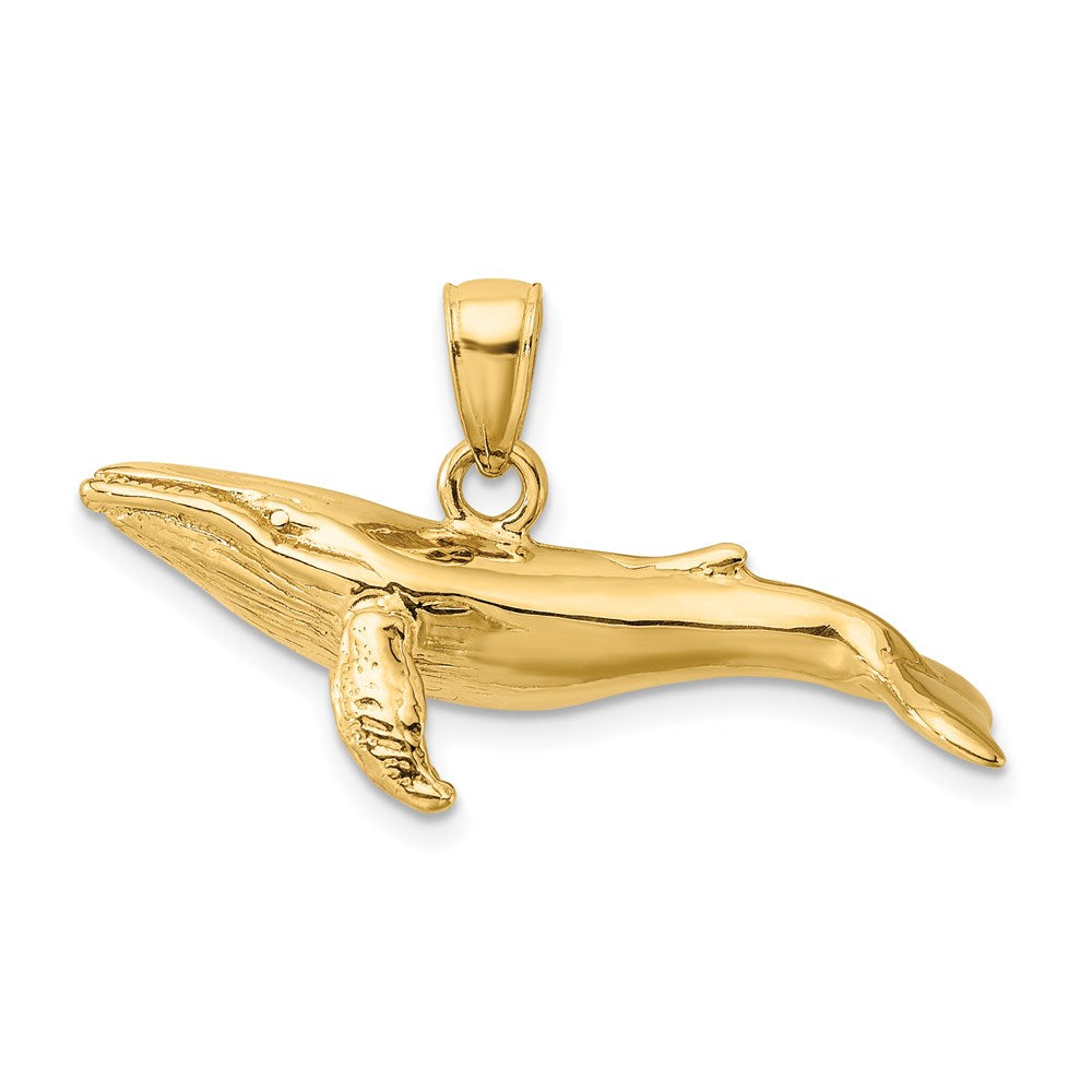 14K Gold 3D Textured Underside Humpback Whale Pendant - Charlie & Co. Jewelry