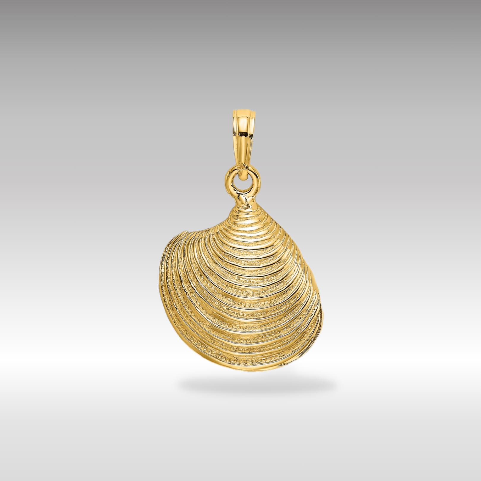 14K Gold 3D Textured Clam Shell Pendant - Charlie & Co. Jewelry