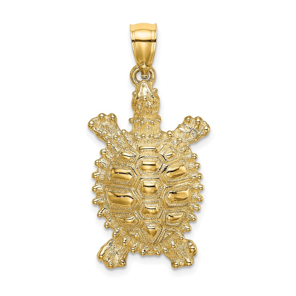 14K Gold Large Textured Tortoise Slide Pendant Necklace - Charlie & Co. Jewelry